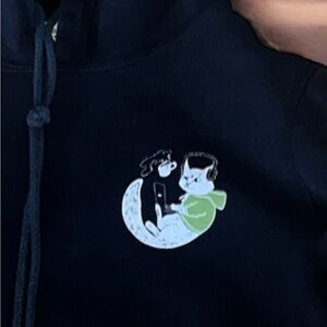 Redwood -Quirky Nerd Black Cat Online/Coffee Hoody—Cozy -Thick -GUC-Sz S 🍂​